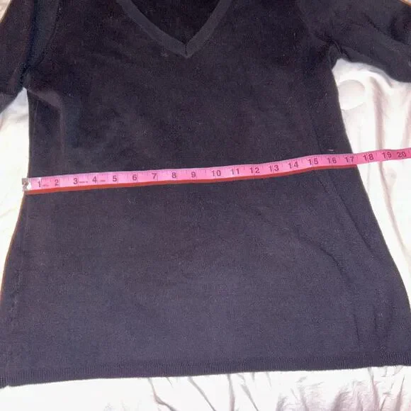 Ann Taylor Loft Black V Neck 34 Sleeve Pullover Sweater Size Large - Picture 5 of 6